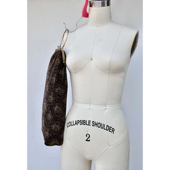 Velvet Floral Long Bag 90s does 20s Flapper Burlesque Bag Art Deco Victorian - Picture 2 of 10